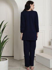 Navy Blue Winter Night Suit