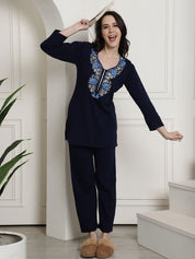 Navy Blue Winter Night Suit