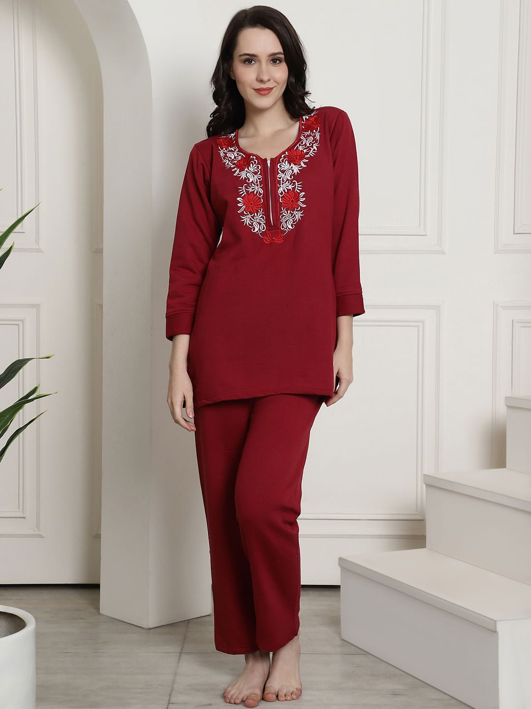 Maroon Winter Night Suit