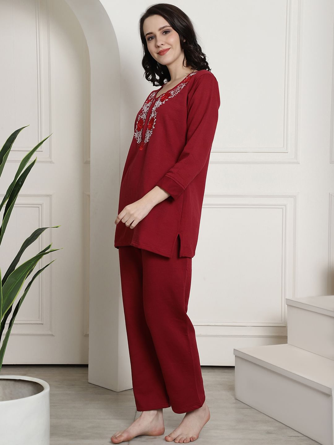 Maroon Winter Night Suit