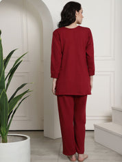 Maroon Winter Night Suit
