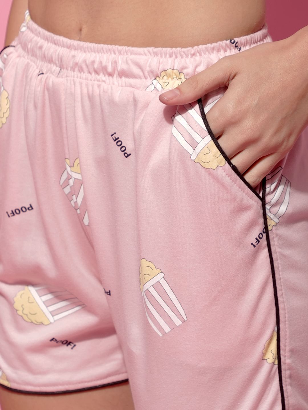 Baby Pink Hosiery Printed Night Suit