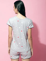 Grey Hosiery Printed Night Suit