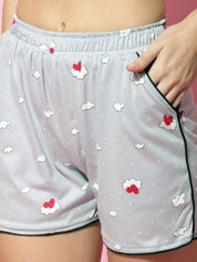 Grey Hosiery Printed Night Suit