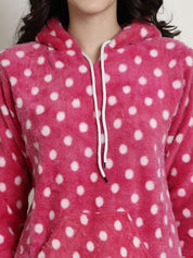 Pink Polka Dots Winter Night Suit