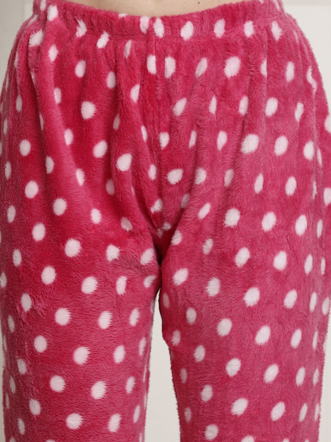 Pink Polka Dots Winter Night Suit