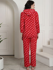 Red Polka Dots Winter Night Suit