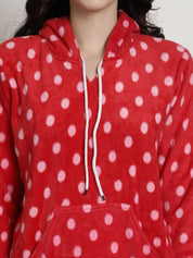 Red Polka Dots Winter Night Suit