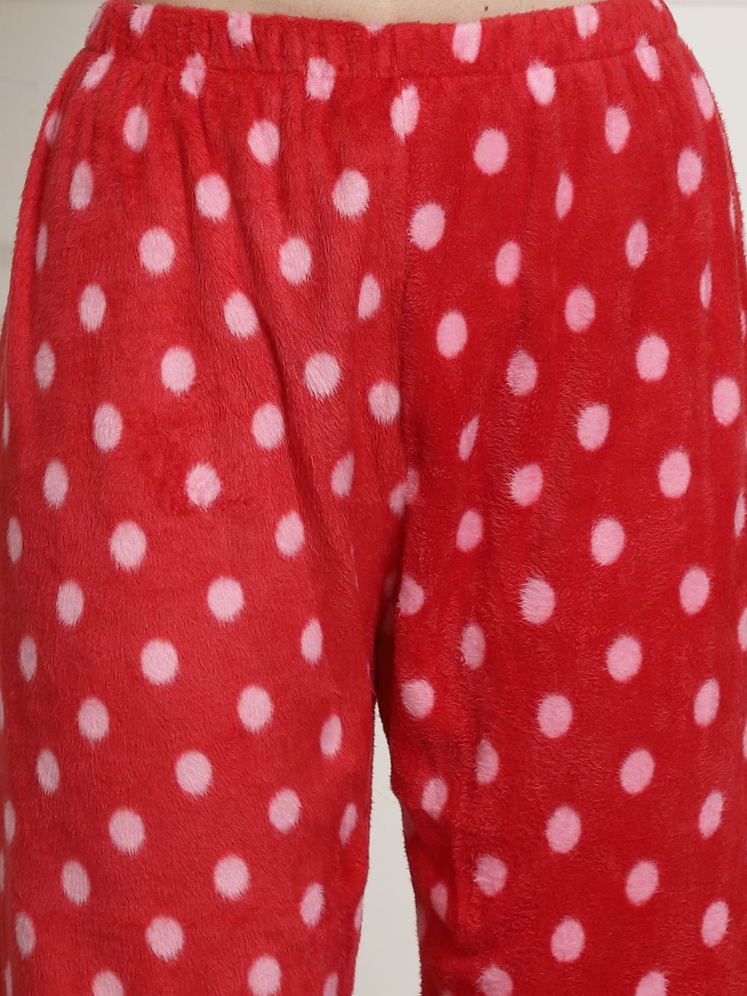 Red Polka Dots Winter Night Suit