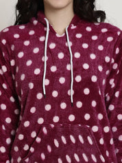 Purple Polka Dots Winter Night Suit