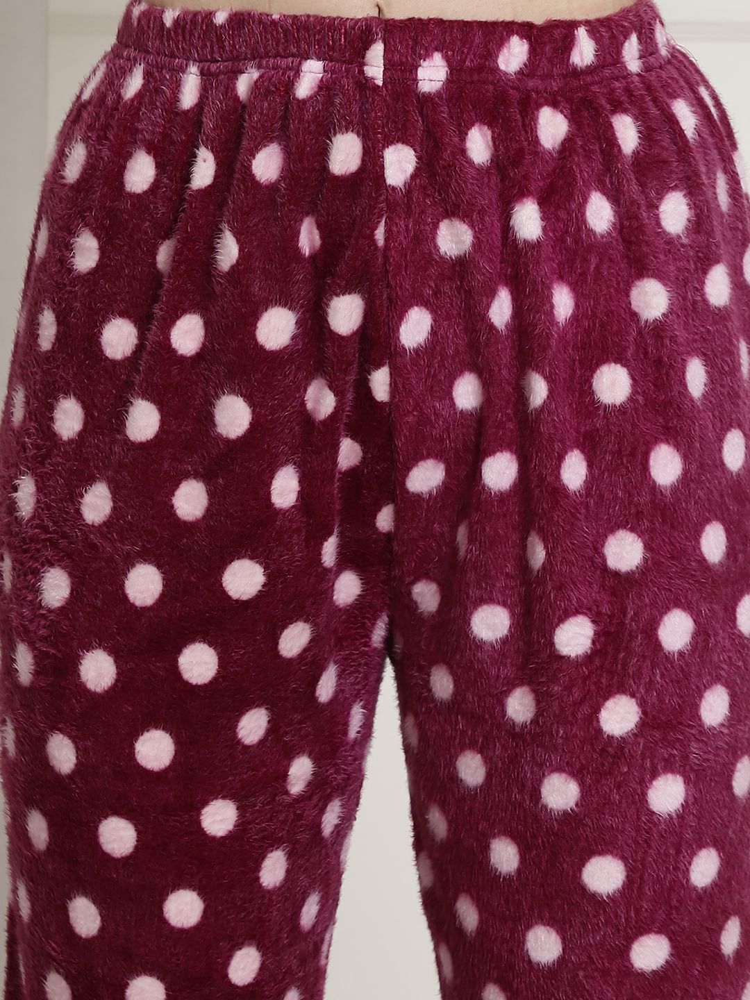 Purple Polka Dots Winter Night Suit