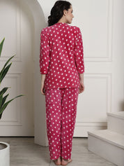 Pink Polka Dots Winter Night Suit