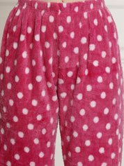 Pink Polka Dots Winter Night Suit