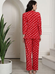 Red Polka Dots Winter Night Suit