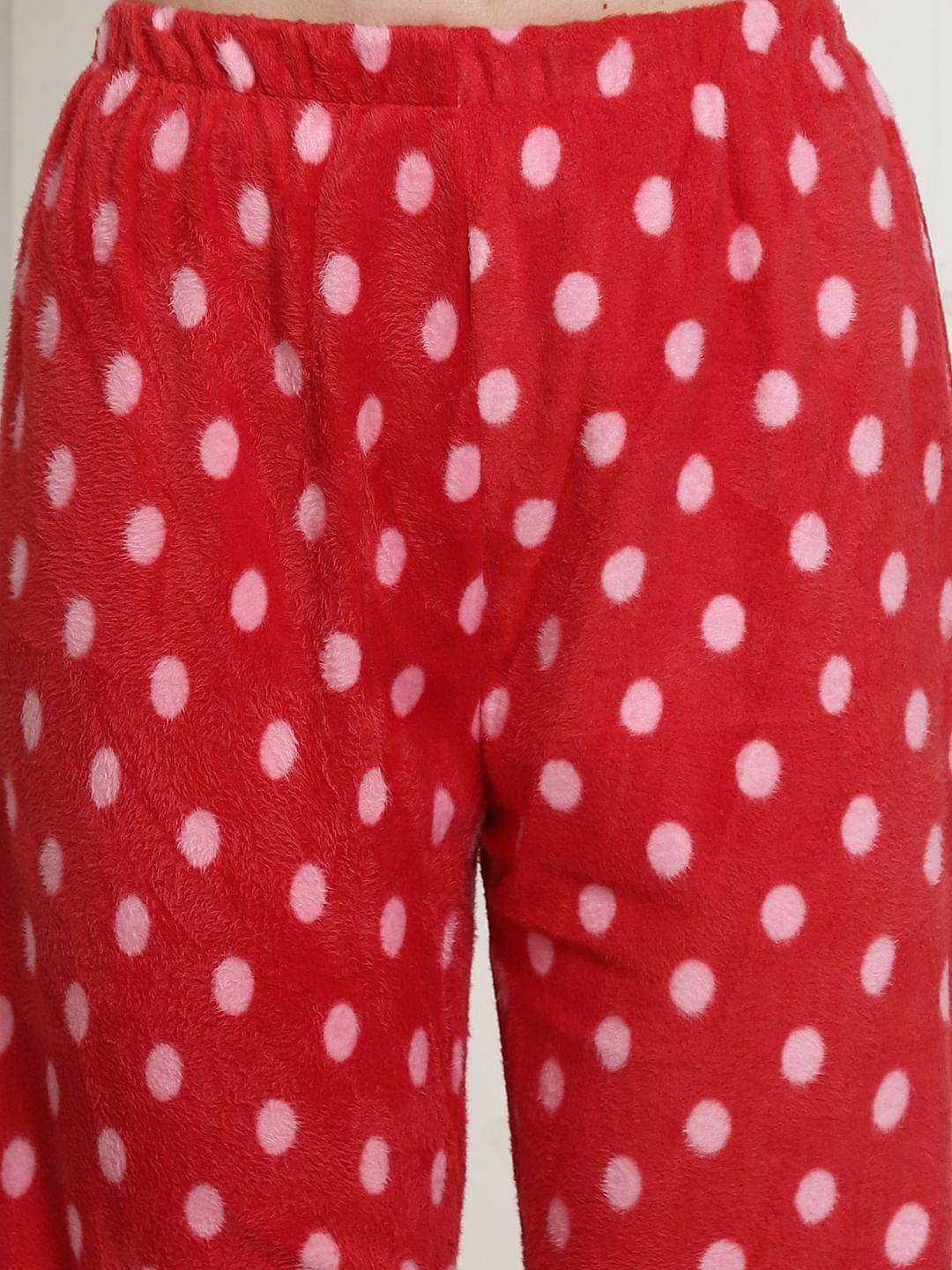 Red Polka Dots Winter Night Suit
