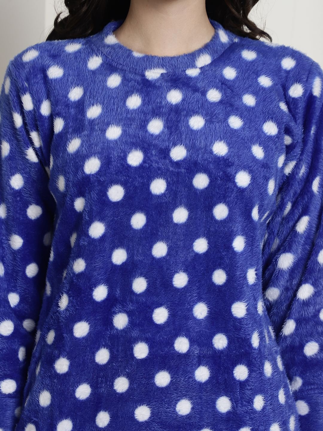 Blue Polka Dots Winter Night Suit