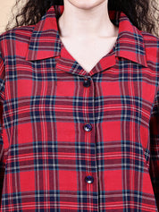 Red Checkered Flannel Night Suit