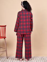 Red Checkered Flannel Night Suit