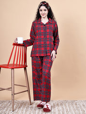 Red Checkered Flannel Night Suit