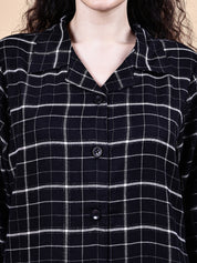 Black Checkered Flannel Night Suit