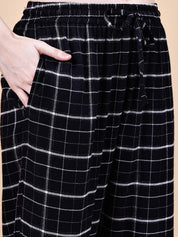 Black Checkered Flannel Night Suit