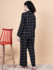 Black Checkered Flannel Night Suit
