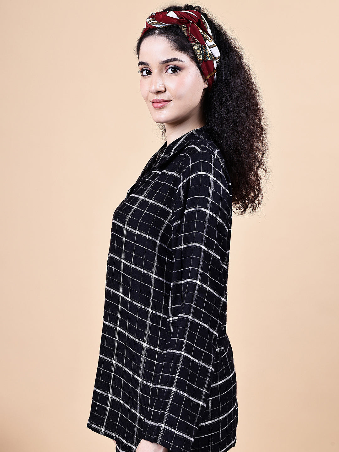 Black Checkered Flannel Night Suit