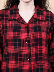 Red Checkered Flannel Night Suit