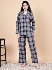 Black Checkered Flannel Night Suit