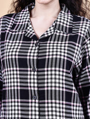 Black Checkered Flannel Night Suit