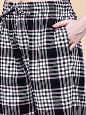 Black Checkered Flannel Night Suit