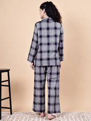 Black Checkered Flannel Night Suit