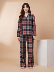 Multicolor Checkered Flannel Flannel Night Suit