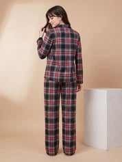 Multicolor Checkered Flannel Flannel Night Suit