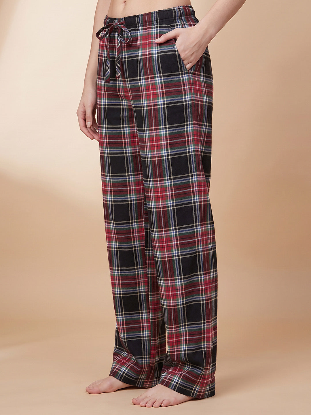 Multicolor Checkered Flannel Flannel Night Suit