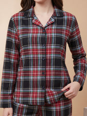 Multicolor Checkered Flannel Flannel Night Suit