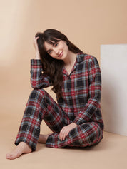 Multicolor Checkered Flannel Flannel Night Suit