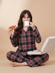 Multicolor Checkered Flannel Flannel Night Suit
