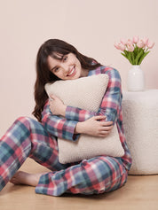 Multicolor  Checkered Flannel Flannel Night Suit