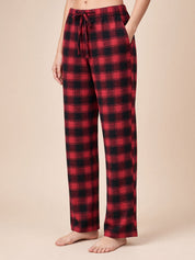 Red Checkered Flannel Flannel Night Suit
