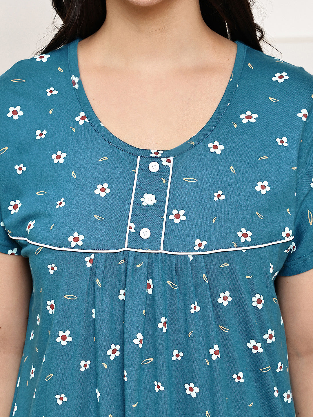 Teal Floral Hosiery Nighty