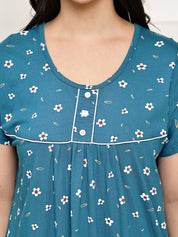 Teal Floral Hosiery Nighty