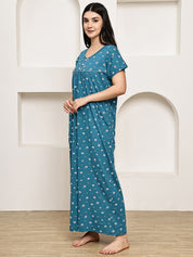 Teal Floral Hosiery Nighty