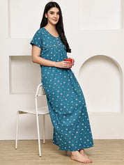 Teal Floral Hosiery Nighty