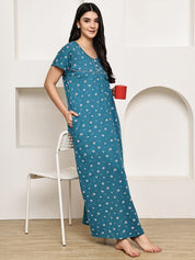 Teal Floral Hosiery Nighty