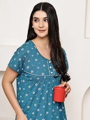 Teal Floral Hosiery Nighty
