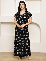 Black Floral Hosiery Nighty