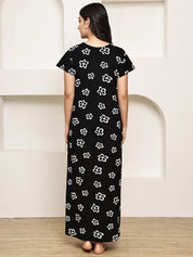 Black Floral Hosiery Nighty