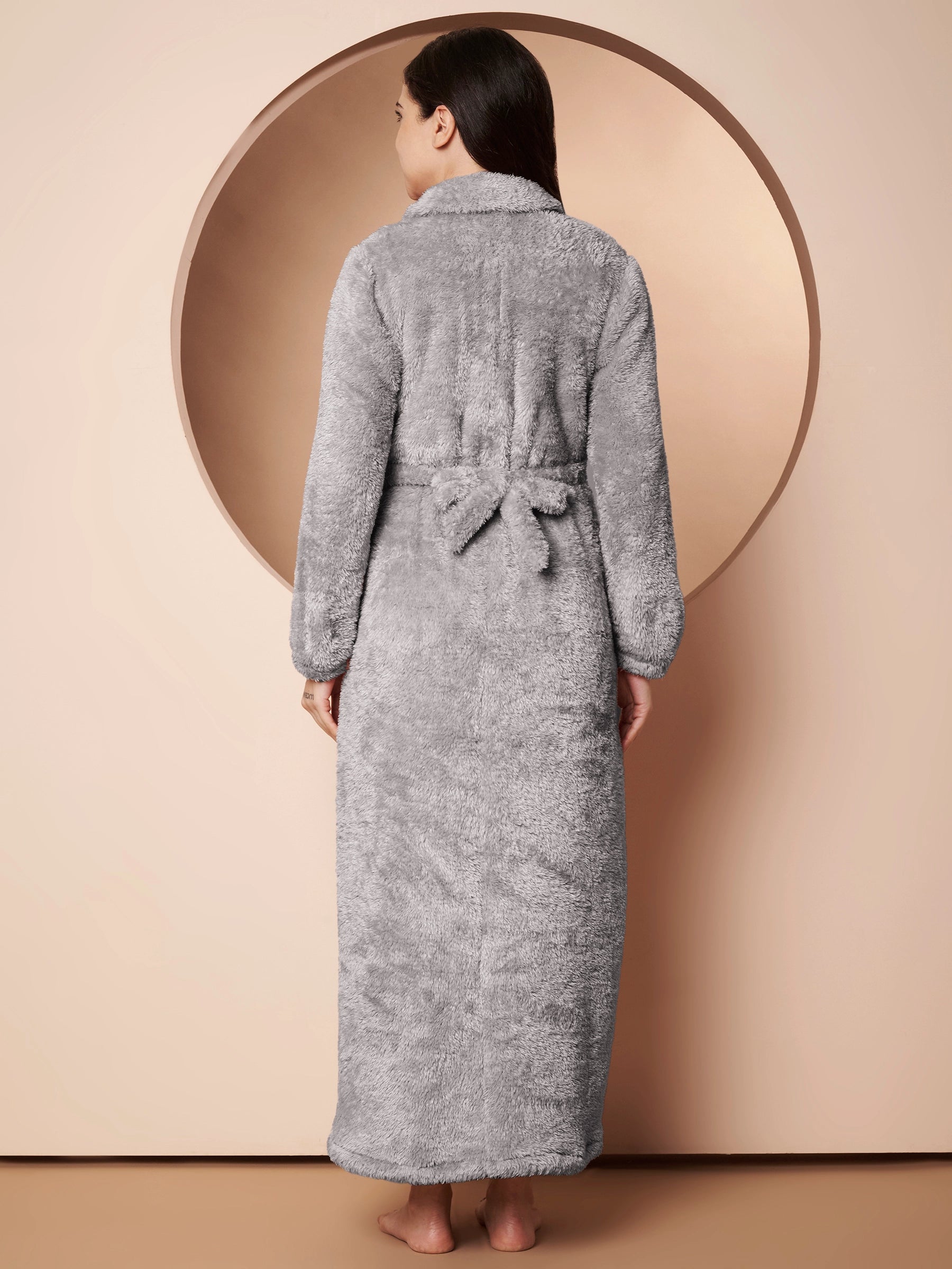 Grey Blanket Fur Maternity Winter Nighty