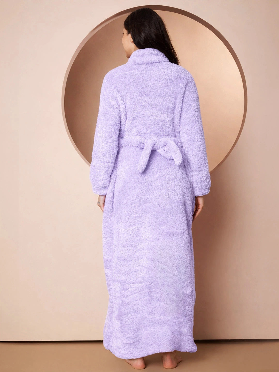 Lilac Blanket Fur Maternity Winter Nighty